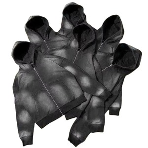 Ensemble de survêtements personnalisés pour hommes, streetwear, 100% coton, effet délavé au soleil, sweat-shirts à fermeture éclair et pantalons de survêtement, ensembles de survêtements pour hommes - Product Image 1