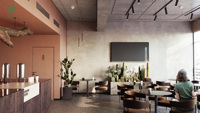 Comptoir de bar commercial personnalisé avec niche d'exposition encastrée, comptoir de réception pour café, mobilier d'intérieur