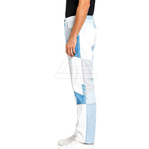 Pantalones vaqueros modernos de patchwork para hombre, tela de algodón cómoda, pierna recta, estilo casual urbano, pantalones de moda para el día a día. - Product Image 6