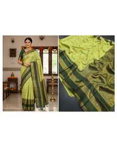 Sari de Diseño Indio en Algodón y Seda, con Bordado Jari, Estilo Étnico, Blusa de Exportación, Exclusivo de Boutique, Muy Vendido y de Moda - Product Image 4