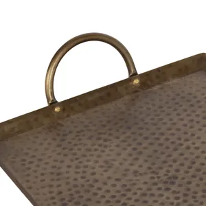 Rectangle Metal Serving Tray With Hammered Texture And <b>Ring</b> Handles Vintage Style Handmade Dishes <b>Plate</b> - Product Image 5