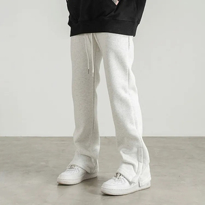 Pantalon homme coupe droite évasée, léger, décontracté, à jambe large, en molleton écologique respirant, double taille, effet délavé - Product Image 3