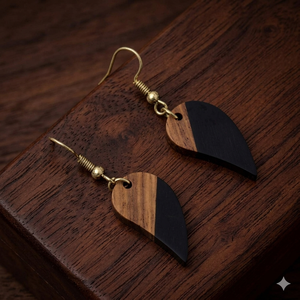 Women's Trendy <b>Silver</b> Plated Handmade Wood and Resin Huggie <b>Earrings</b> with Imitation <b>Pearl</b> for Wedding-Perfect Gift - Product Image 1