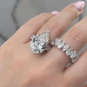 Premium Design 925 Moissanite Diamond 5.0Ct Pear Cut Engagement <b>Ring</b> in Sterling Silver Wedding Band for Women's from <b>Indian</b>. - Product Image 1