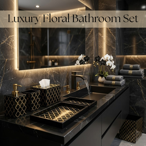 Modern Black Glass Bathroom Accessories Set 6 Pieces|Soap Dispenser, <b>Toothbrush</b> <b>Holder</b>, Tumbler & Tray |Elegant Rectangle Design - Product Image 5