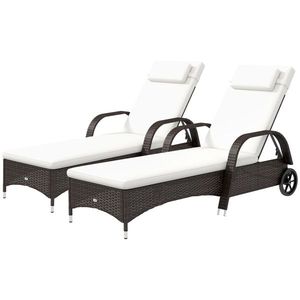 Moderna Chaise Longue da Esterno in Rattan con Telaio in Alluminio e Cuscino Impermeabile - Product Image 1