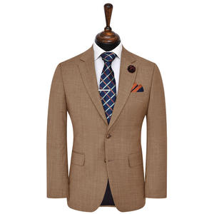 Costume plissé en laine/soie pour homme, sur mesure, costume texturé marron clair pour homme, blazer et pantalon coupe ajustée, vêtements polyvalents pour affaires et mariages - Product Image 6