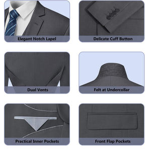 Uniforme de Oficina Corporativo Transpirable de Poliéster Gris para Hombre con Chaleco y Corbata para Vestimenta Formal para Adultos - Product Image 4