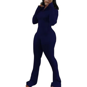 Mono deportivo con cremallera para mujer, conjunto de entrenamiento para correr, mono de manga larga para fitness, yoga, mono deportivo tipo legging - Product Image 4