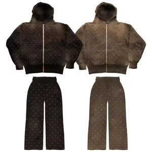 Conjunto Deportivo Informal de Invierno para Hombre, Corte Regular, con Capucha, Efecto Desgastado, Forro Polar Ligero, 100% Algodón, para un Estilo Urbano Diario - Product Image 5
