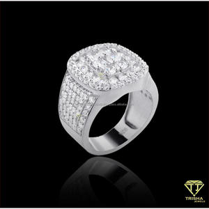 Anillo de Diamante Moissanita Redondo de Varias Capas con Acabado en Oro sobre Plata de Ley 925 para Hombre, Joyería Hip Hop al por Mayor - Product Image 3