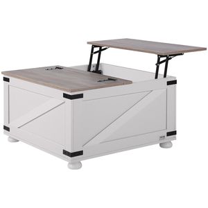 Mesa de centro elevadora estilo granja de 31,5 \ ", compartimento de almacenamiento, mesa de cóctel rústica de madera cuadrada para sala de estar y dormitorio - Product Image 1