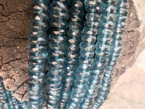 Cuentas facetadas de topacio azul de Londres en forma de rondel |   Cadena de cuentas de topacio blanco recubierto | 7X8MM |   Joyería de Topacio de Calidad AAA Maki - Product Image 2