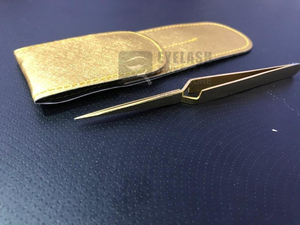 Pince à épiler en acier inoxydable plaqué or avec logo personnalisé, type X, pointe fine pour extensions de cils, marque privée - Product Image 4
