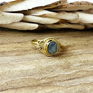 Unique Antique Design Labradorite <b>Ring</b> Boho Brass <b>Rings</b> for Women 18k Gold Plated Vintage <b>Statement</b> <b>Ring</b> for Wholesale/OEM/ODM - Product Image 1