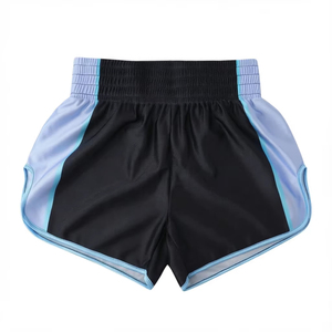 Shorts de sport pour femmes, couleur violette, avec bordure blanche, tissu extensible, vêtements de sport - Product Image 5