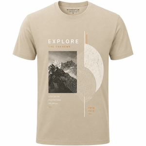 เสื้อยืดแขนสั้นสีเขียวมะกอกสำหรับผู้ชาย คอกลม ทรงปกติ ผ้าเทอร์รี่ 100% ผ้าฝ้าย เป็นมิตรกับสิ่งแวดล้อม สไตล์ลำลอง พิมพ์ลายตัวอักษรด้านหน้า - Product Image 1
