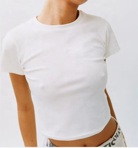 T-shirt de sport court ajusté pour femme – T-shirt de fitness extensible à manches courtes, respirant, vêtement de sport athlétique, logo personnalisé - Product Image 2