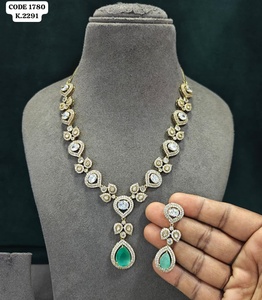 Élégant ensemble collier et pendentif en rubis rouge taille poire, plaqué or jaune, bijoux de mariage de luxe blancs pour femme, serti griffe - Product Image 3