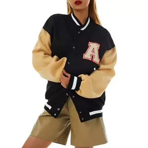 Unisex Solid Plain Dyed Breathable Quick Dry Regular Winter 100% Cotton Customized Embroidery Patch <b>Varsity</b> <b>Jacket</b> - Product Image 1