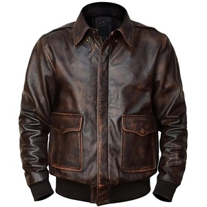 Vintage Style Men's Clothing <b>Leather</b> <b>Jackets</b> Premium Selling Long Sleeve Turn Down Collar Zipper Closure Men's <b>Leathers</b> <b>Jackets</b> - Product Image 1