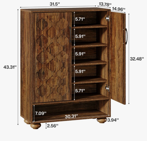 Meuble à chaussures avec portes, capacité 20 paires, meuble de rangement pour entrée avec étagères, étagère à chaussures autoportante à 5 niveaux, organisateur de rangement - Product Image 4