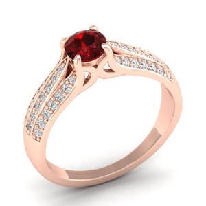 Bague Solitaire REYES en Or 14K de Qualité Supérieure avec Pierre Précieuse Grenat et Moissanite, Design Classique, Cadeau Idéal pour Mariage et Anniversaire, Bijoux - Product Image 2