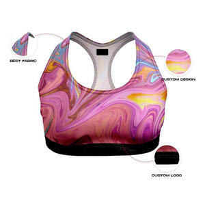 เสื้อชั้นในกีฬาผู้หญิงราคาประหยัด ดีไซน์แบบซับลิเมชั่น คอกลม แขนกุด พิมพ์โลโก้ตามสั่ง วัสดุทนทาน - Product Image 5