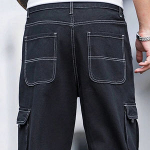 Jeans amples respirants pour hommes, style cargo, imprimés sur mesure, motif personnalisé, en denim respirant - Product Image 3