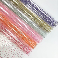Rouleaux de film plastique transparent avec motif floral, papier d'emballage cadeau imperméable pour l'emballage de fleurs et de paniers