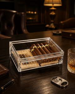 Elegant Custom Modern Eco-friendly for Clear <b>Large</b> Acrylic Cigar Humidor <b>Box</b> High Airtight Pre-Assembled Display Case - Product Image 3
