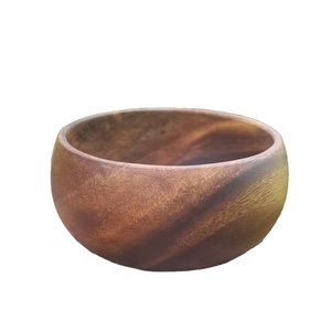Bol artisanal rond en bois d'acacia |   Bol rond en bois |   Bol en bois |   bol rond |   Soucoupe en bois |   Décoration de cuisine - Product Image 1