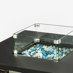 Paravento in Vetro Quadrato per Tavoli da Fuoco Quadrati, Set Caminetto e Accessori - Product Image 6