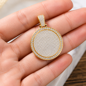 Men's Hip Hop Jewelry Custom Iced Round Medallion Pendant Necklace 925 Silver Gold Plated Moissanite Diamond <b>Prom</b> Party Occasion - Product Image 5