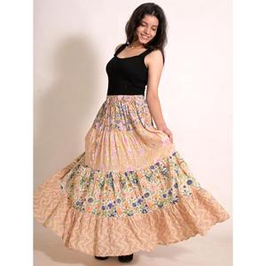 Indian Cotton Patchwork <b>Long</b> <b>Skirt</b> Printed Handmade Boho Maxi <b>Skirt</b> Women's <b>Summer</b> Clothing - Product Image 3