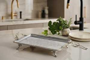 Plateau de service antique en laiton avec poignées, plateau à thé et à café argenté avec pieds, style ottoman, décoration de luxe pour la maison, cadeaux - Product Image 2