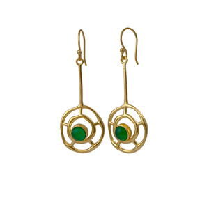 Pendientes Colgantes Geométricos de Esmeralda Verde con Gancho de Pez - Joyería de Latón Chapado en Oro de 18k, Accesorios de Moda, Regalo para Mujer - Product Image 3