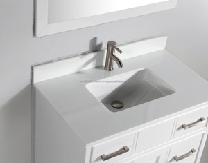 36 Inch Modern Solid Wood Plywood Floor Mounted Vanity Combo <b>Bathroom</b> Cabinet <b>Mirror</b> Countertop Included White/Natural Finish - Product Image 3