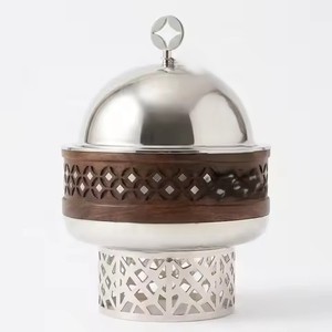 Factory Direct Carved Wooden Base Pearl Inlay Casserole Arabic Food Warmer Hot Pot For Hotel <b>Buffet</b> <b>Table</b> Display Use Food Warm - Product Image 5