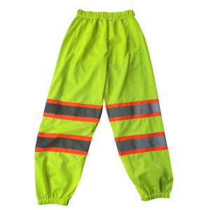 Pantalon de sécurité haute visibilité en lin noir basique personnalisé, imperméable, coupe-vent, léger, séchage rapide, réfléchissant pour homme - Product Image 5