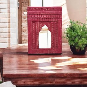 Vintage Wooden Vertical Mirror <b>Frame</b> Handcrafted Distressed Green Finish <b>Wall</b> Hanging Living Room Decor - Product Image 6