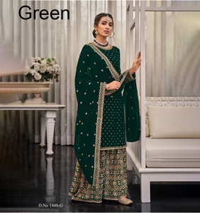 Haut en soie ethnique traditionnel de créateur indien dernier cri Sharara Dupatta broderie personnalisable travail fête porter des occasions spéciales - Product Image 1