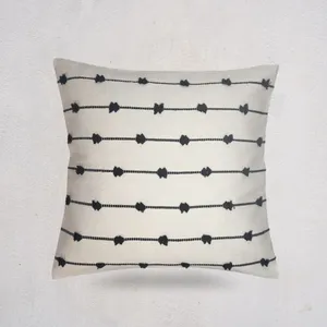 Moroccan II - Funda de cojín tejida a mano con bordado de borlas |   Funda de Almohada Decorativa Estilo Boho |   Suministro a Granel y Tamaños Personalizados - Product Image 1