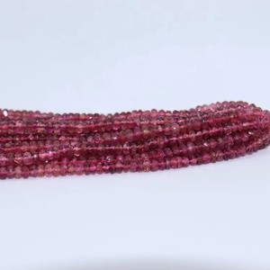 16 Inches Pink <b>Tourmaline</b> Faceted Rondelle Beads 3-4mm Natural Rubellite Loose Gemstones for Jewelry Making - Product Image 1