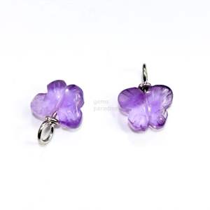 จี้ผีเสื้อพลอยอเมทิสต์สีชมพูธรรมชาติ เงินแท้ 925 แกะสลักด้วยมือ พลอยอเมทิสต์สีชมพูธรรมชาติ สำหรับทำเครื่องประดับ ขายส่ง - Product Image 1