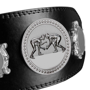 Cinturón de Campeonato de Lucha Libre Plateado con Diseño de Luchadores, Cinturón de Título Personalizable, Edición Premium de Colección - Product Image 5