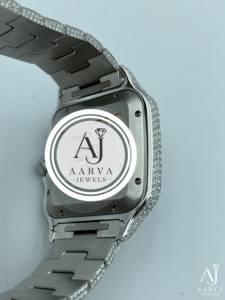 Montre mécanique Miyota à cadran carré, bracelet en acier inoxydable de 20 mm, analogique, incrustation de diamants, bijoux de luxe, cadeau - Product Image 2