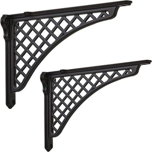 Designer Brass <b>Shelf</b> <b>Brackets</b> <b>Black</b> Mett Lattice Design Durable Metal Support For Indoor Use Connectors <b>Shelf</b> Supports - Product Image 1