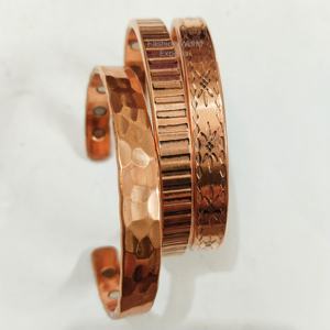 Handmade Rustic Copper Stackable Jewelry Stylish Vintage & Minimalist Design Set of 3 Fashion Cuff <b>Bracelets</b> for Women & <b>Men</b> - Product Image 2