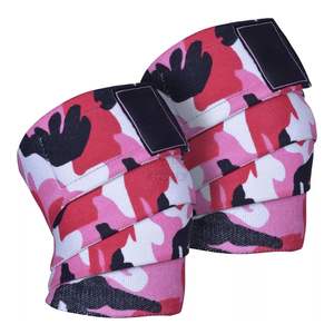 Unisex Powerlifting Squats Training Solid <b>Pink</b> Weightlifting Knee <b>Wraps</b> Elastic Gym Support Straps OEM Custom Natural Rubber PVC - Product Image 6